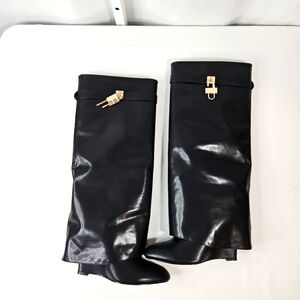 Eleven22 Black Faux Leather Boots Size 8 NIB!